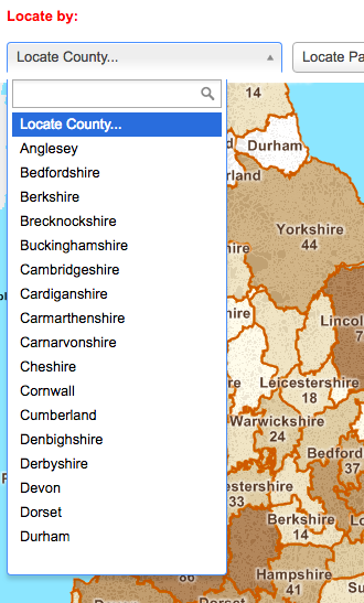 Locate County drop-down list