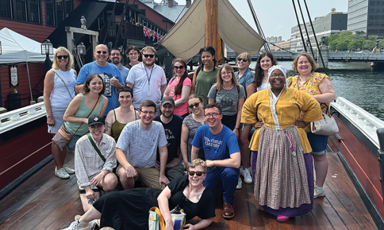 Group photo of Research Services team on a visit to the Boston Tea Party Ships & Museum