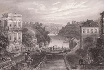 Erie Canal at Lockport New York 1855