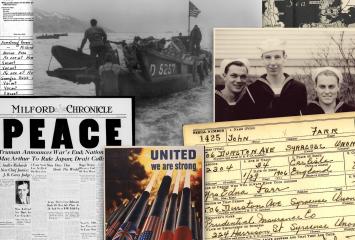 Collage of WWII records and images
