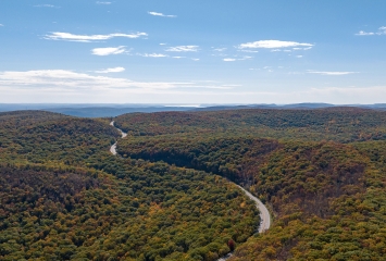 aerial view over Storm King Mountain in upstate New York