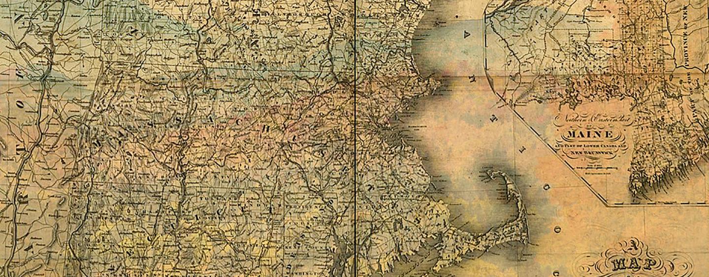 Antique map of New England