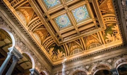 The interior of the Library of Congress, in Washington, DC.