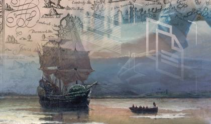 mayflower ship and map