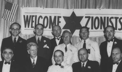 welcome zionists event men in a group