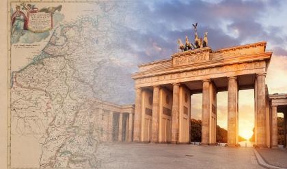 map of Germany and Brandenburg Gate