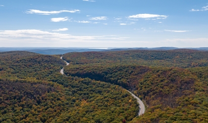 aerial view over Storm King Mountain in upstate New York