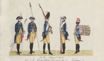Carl, J.H., "Drittes Regiment Garde" (1784). Prints, Drawings and Watercolors from the Anne S.K. Brown Military Collection. Brown Digital Repository. Brown University Library.