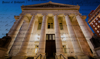 courthouse with records overlay
