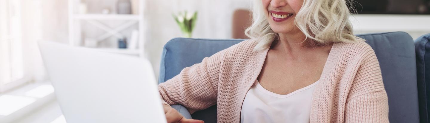 Researcher uses laptop at home