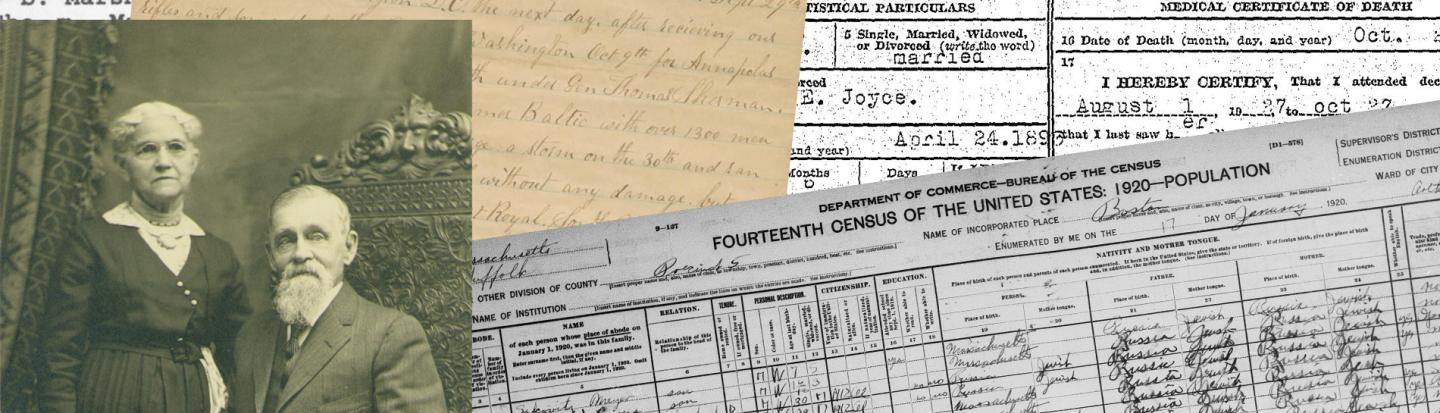 collage of papers and photos