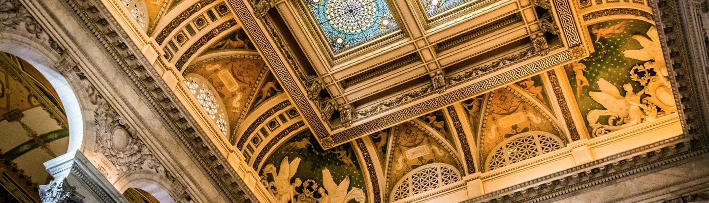 The interior of the Library of Congress, in Washington, DC.