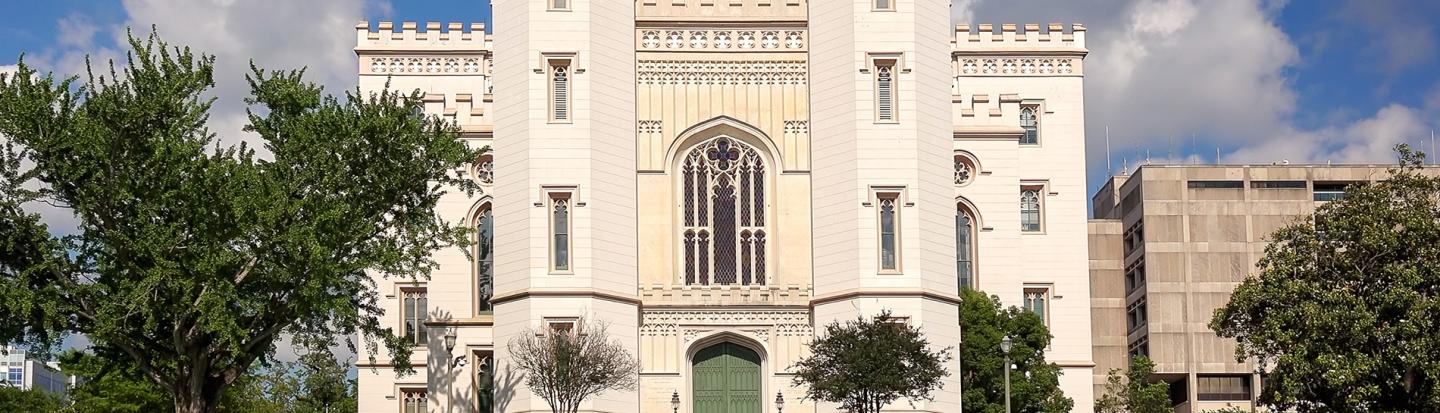 Louisiana Research: Four Centuries of History and Genealogy The old state capitol building in the city of Baton Rouge, Louisiana