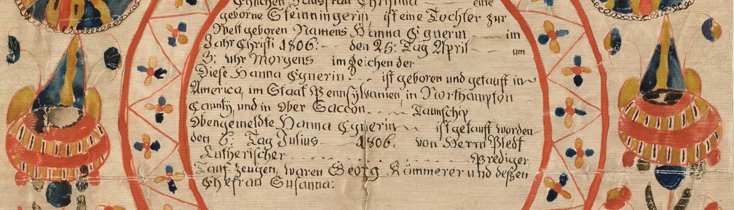 Researching German Ancestors Pa. German Fraktur, 1935/1942