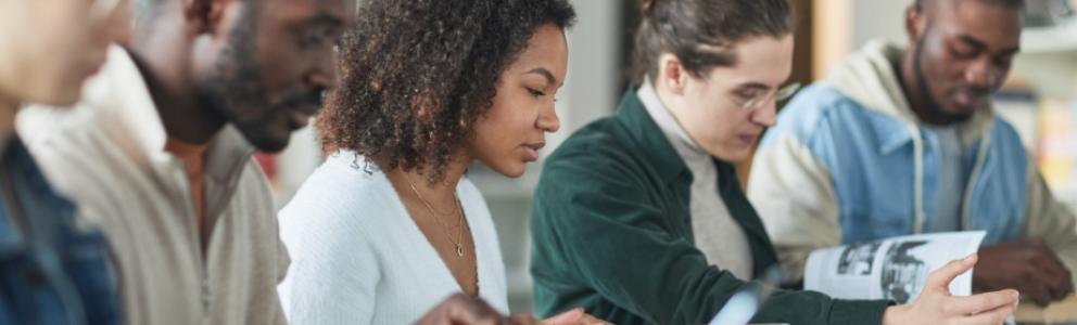 Group working at table together