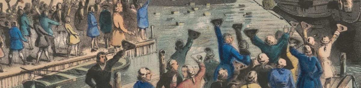 Illustration: Destruction of Tea at Boston Harbor