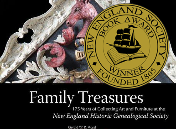 Family Treasures book cover with New England Society Book Award seal