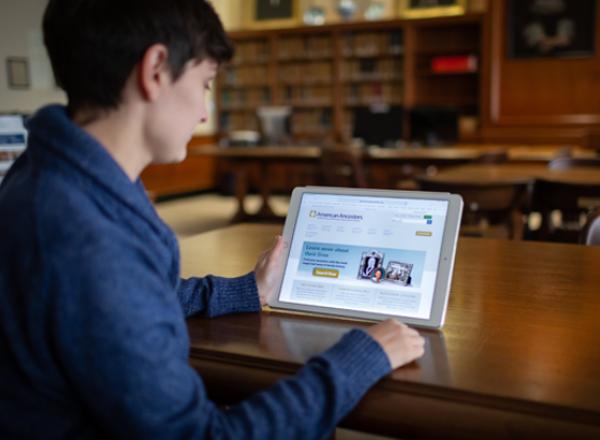 Researcher using a tablet