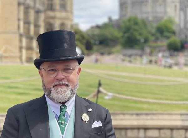 Simons, President of the American Friends of St George’s Chapel, attends Garter Day 2022, at Windsor Castle, for a service with new Garter Knights, including HRH The Duchess of Cornwall, now The Queen Consort, and former UK Prime Minister, Sir Tony Blair.