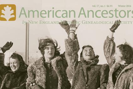 Cover of American Ancestors magazine featuring a black and white photo of women