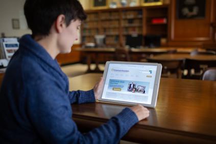 Researcher using a tablet