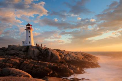 Light House at Peggy Cove at Sunset, Nova Scotia, Canada