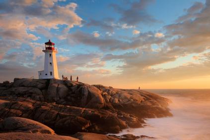 Canadian Resources at American Ancestors Light House at Peggy Cove at Sunset, Nova Scotia, Canada
