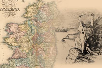 Nast, Thomas, Artist. The Herald of relief from America / Th. Nast. Ireland, 1880. Photograph