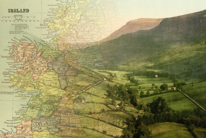 Ireland map and landscape