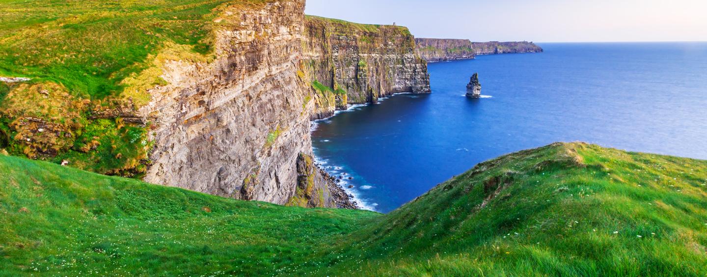 View of cliffs and ocean in Ireland