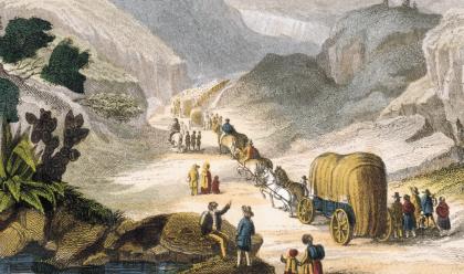Emigrant party on the road to California 1850. Courtesy of the Library of Congress.
