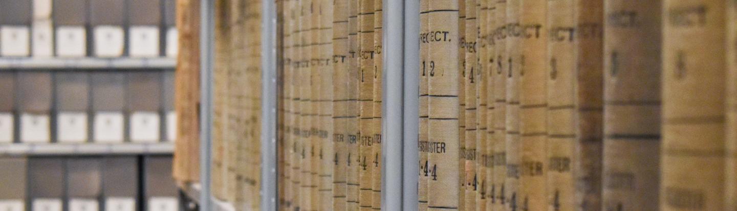 books on a shelf Courtesy of Boston City Archives